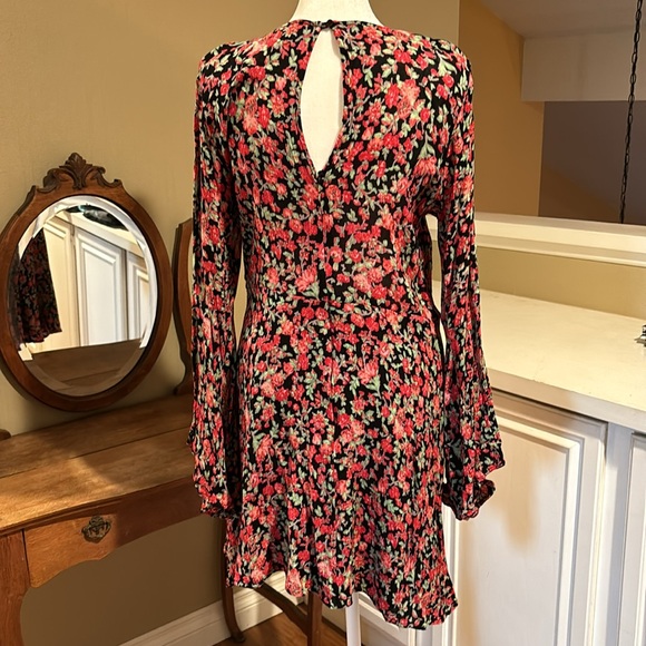 Rock & Roll Cowgirl Dress Black/Pink Floral Size Medium - Picture 2 of 4